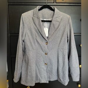 Women's Gray Herringbone Blazer Jacket